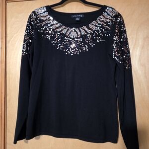 Elegant Black Sequin Sweater